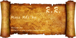 Rusz Réka névjegykártya